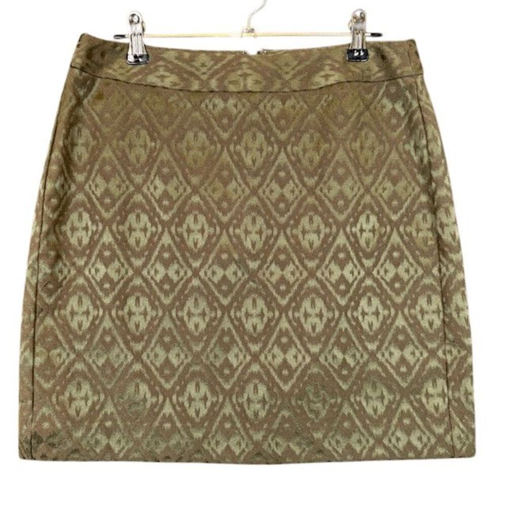 Banana Republic ZMB Ikat Jacquard Mini Skirt Textured Olive Green New Moss 2